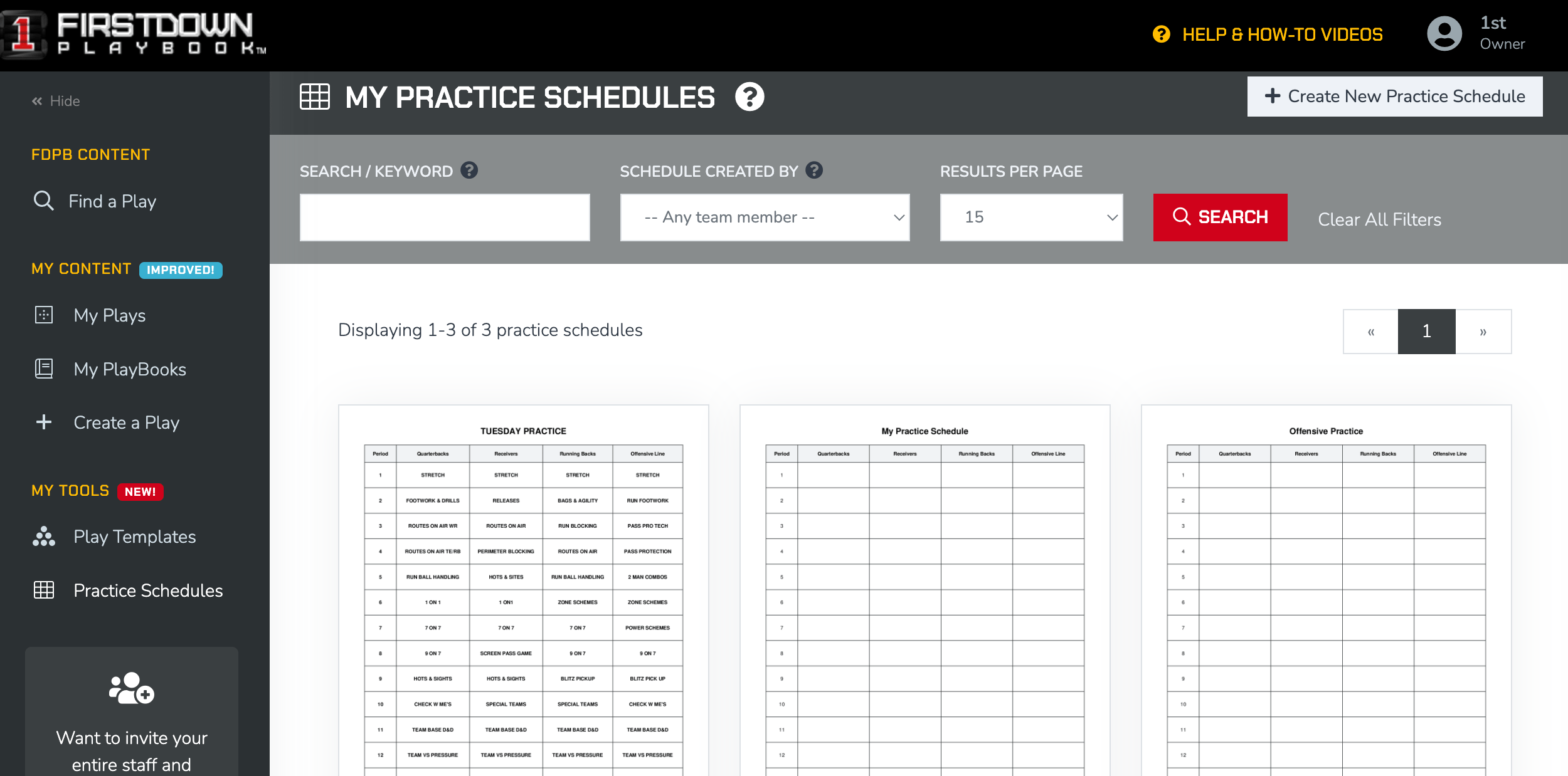 New! My Tools & Practice Schedules