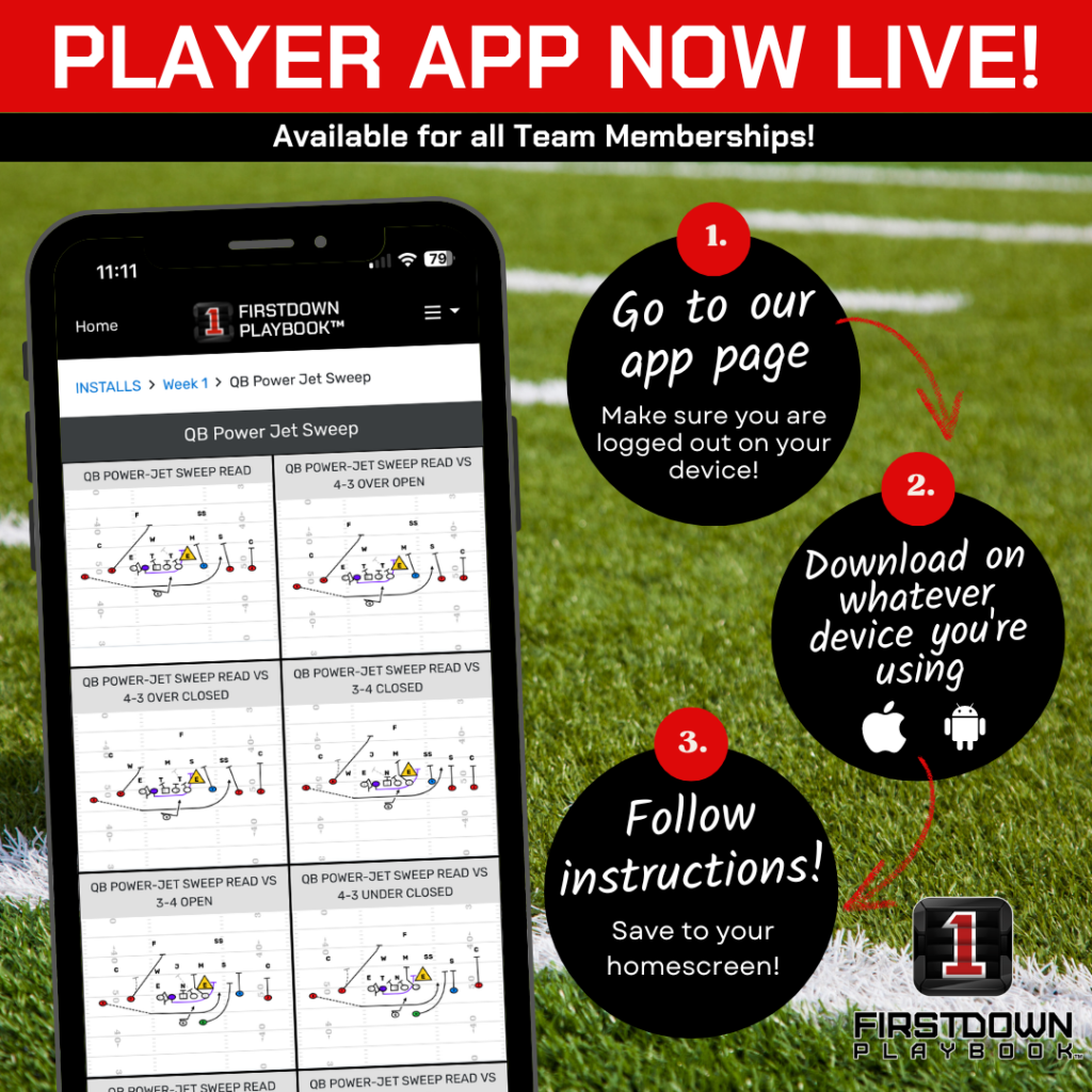 FirstDown PlayBook Player App Helps Defensive & Offensive Coordinators Install.