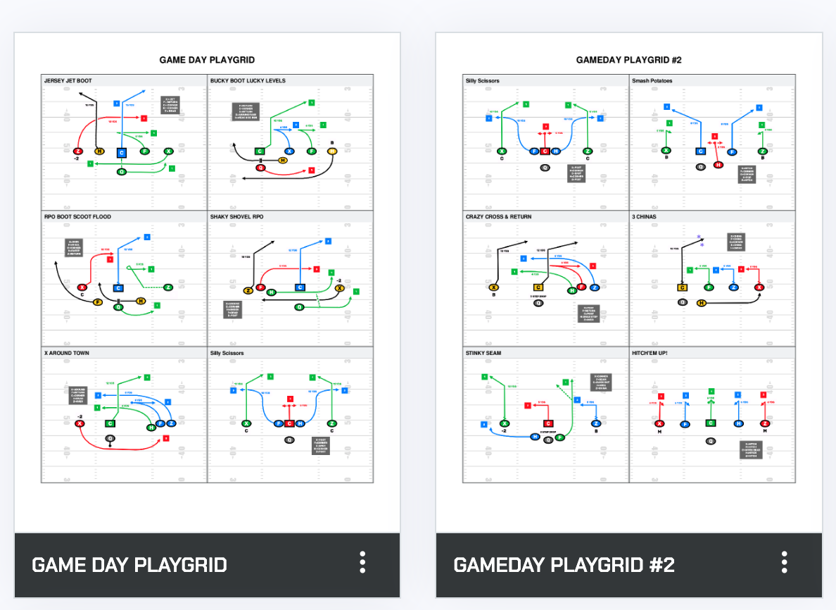 Flag Football PlayGrids & Wristband Sheets