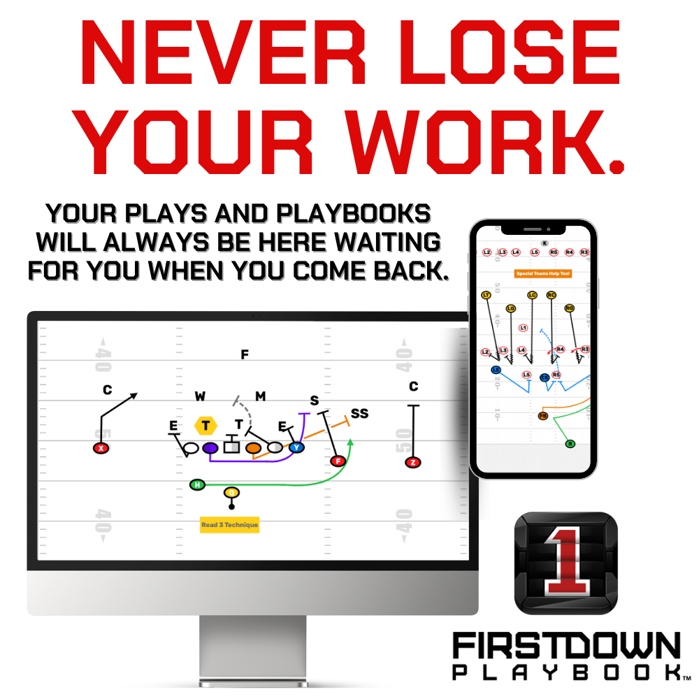 Never lose your playbook work. High school football Playbook