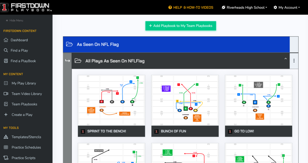 NFL Flag Football Plays In Find a PlayBook
